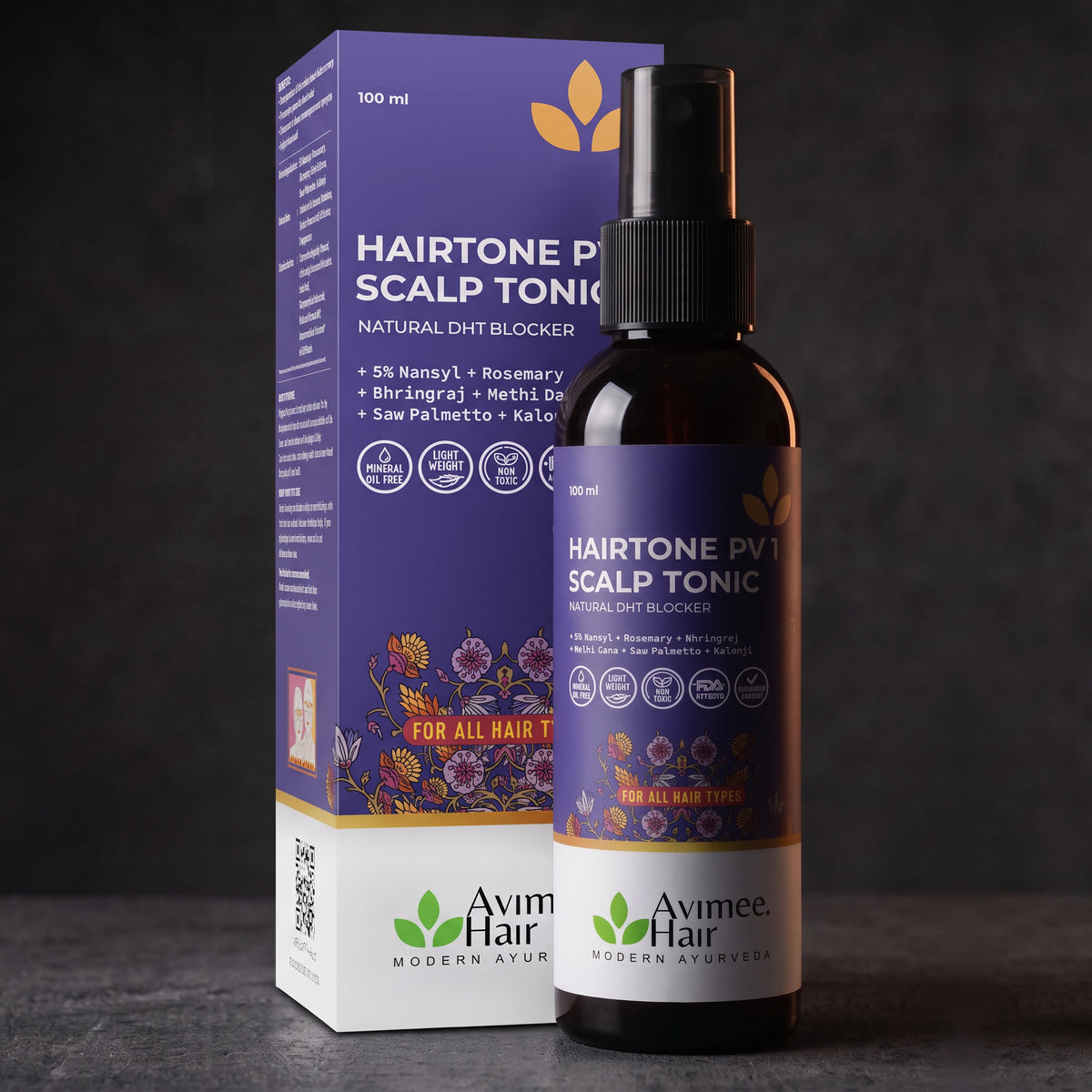 Hairtone PV1 Scalp Tonic bottle with retail box